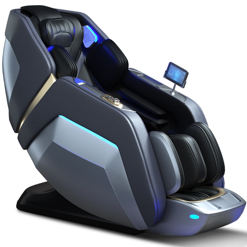 Bliss Massage Chair in dark gray, featuring premium leather, voice control, and wireless charging