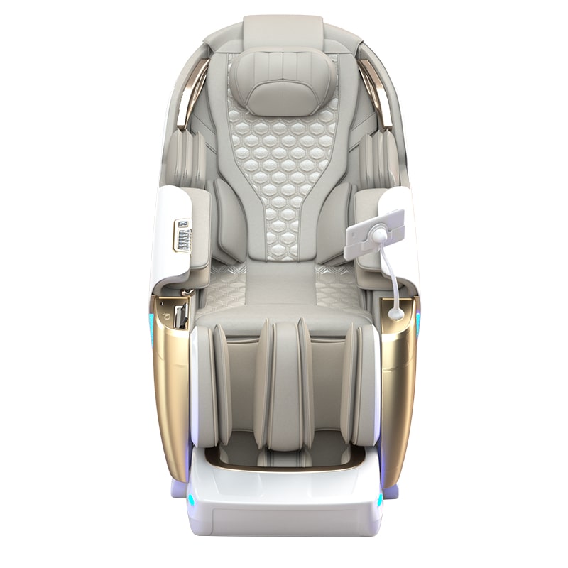 Front view of Bliss Massage Chair in black, highlighting the large LED display and quick-access buttons