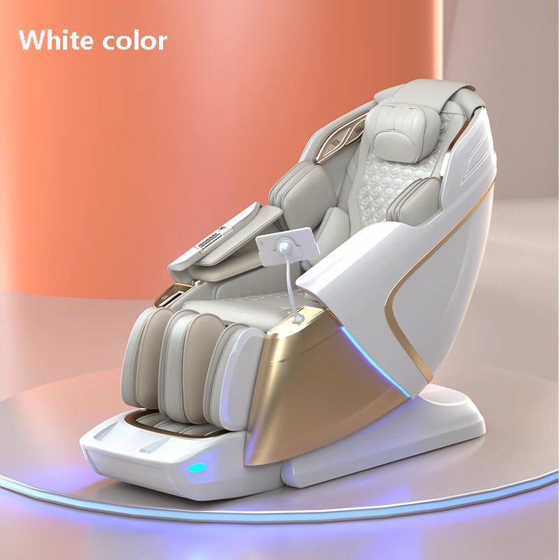 Bliss Massage Chair in white, featuring 4D dual-core technology and full-body heat therapy